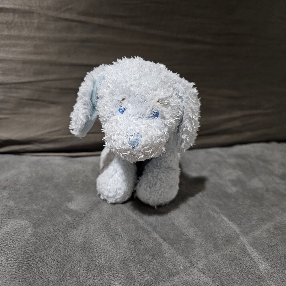 Baby Ganz Soft Spot Puppy With White Blue Plush Shaggy Thread Blue Eyes Nose
